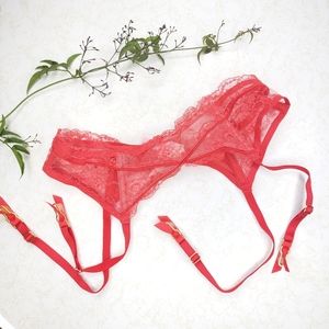 Victoria's Secret Red Lace Garter Belt, Sz XS/S